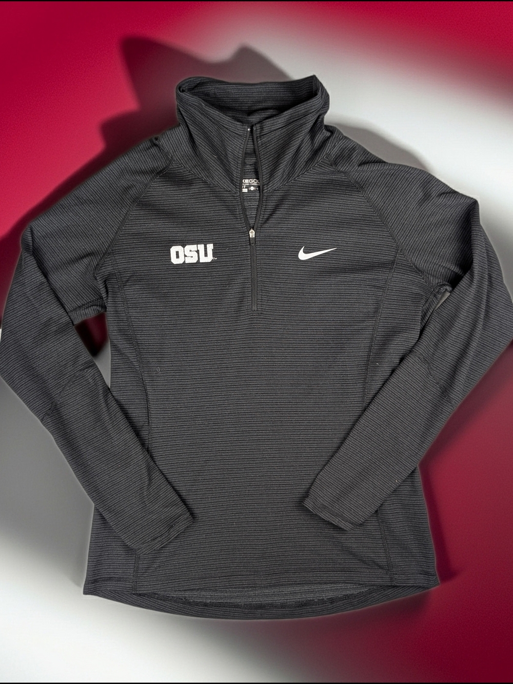 Nike Golf Dri Fit OSU 1/4 Zip Pullover Women's Large Black Grey